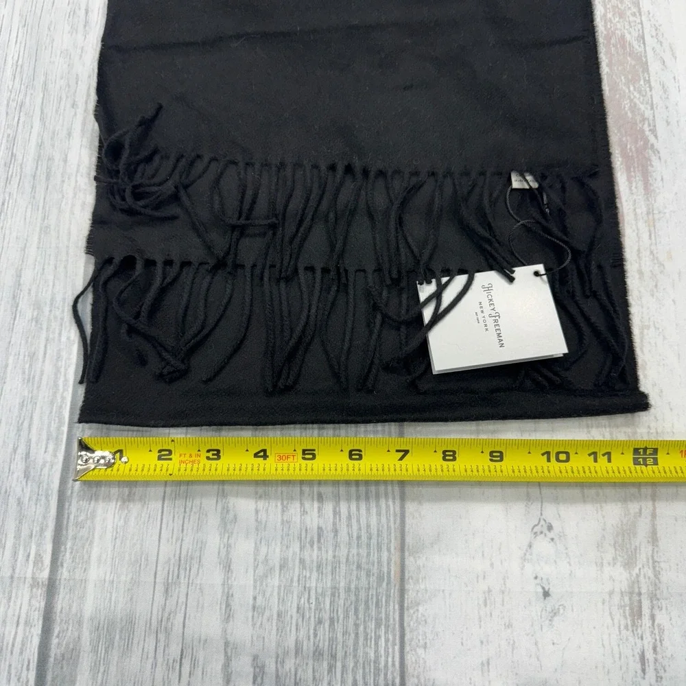 NWT Hickey‎ Freeman New York 100% Cashmere Scarf Black Fringe Warm Winter $179
